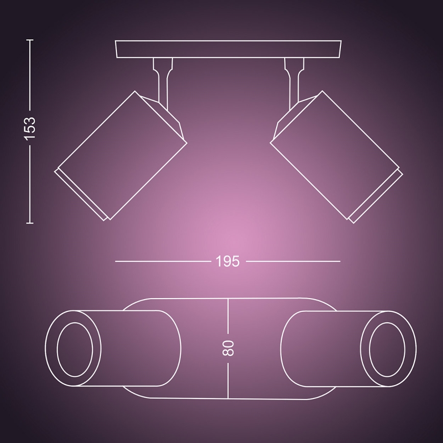 Philips - LED RGBW Himmennettävä kohdevalo Hue FUGATO 2xGU10/5,7W/230V