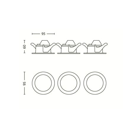 Philips 59100/87/16 - SETTI 3x LED-upotettava kohdevalaisin SCEPTRUM ​​3xLED / 3W / 230V