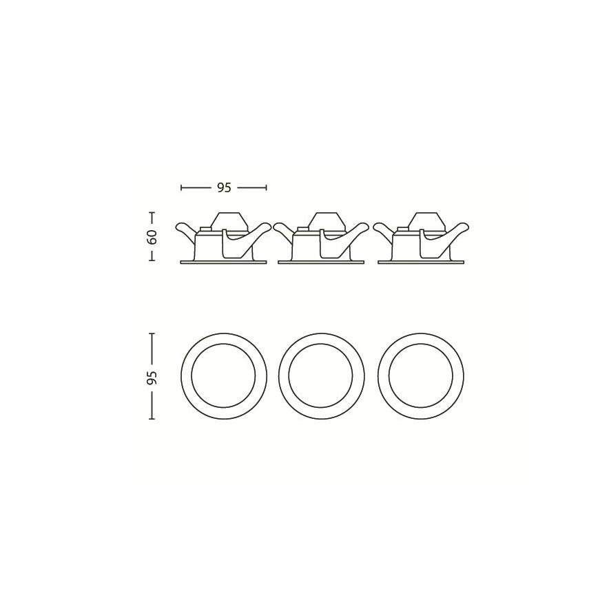 Philips 59100/87/16 - SETTI 3x LED-upotettava kohdevalaisin SCEPTRUM ​​3xLED / 3W / 230V