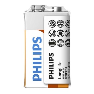 Philips 6F22L1F/10 - Sinkkikloridiakku 6F22 LONGLIFE 9V 150mAh
