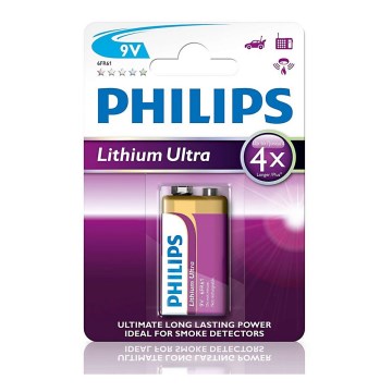 Philips 6FR61LB1A/10 - Litiumkenno 6LR61 LITHIUM ULTRA 9V 600mAh