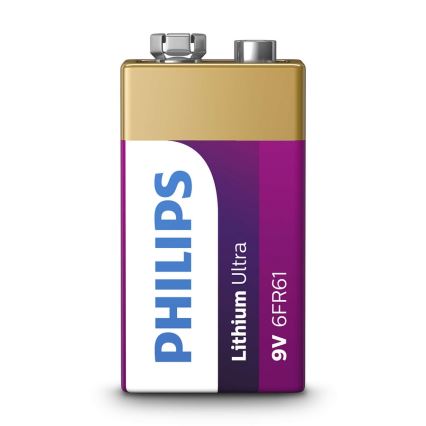 Philips 6FR61LB1A/10 - Litiumkenno 6LR61 LITHIUM ULTRA 9V 600mAh