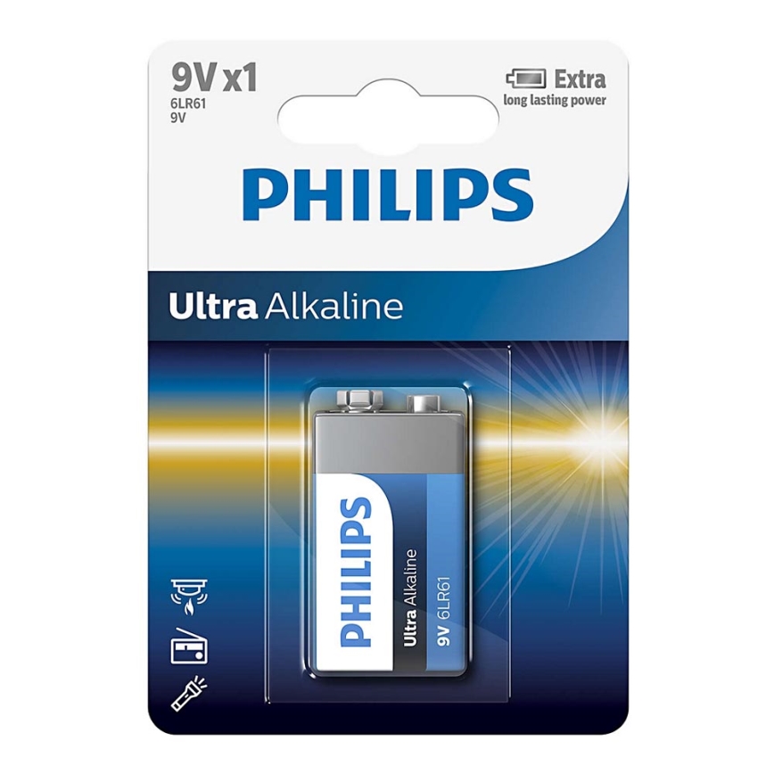 Philips 6LR61E1B/10 - Alkaliparisto 6LR61 ULTRA ALKALINE 9V 600mAh