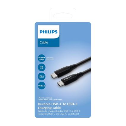 Philips DLC5206C/00 - USB-kaapeli USB-C 3.0 -liitin 2 m musta/harmaa