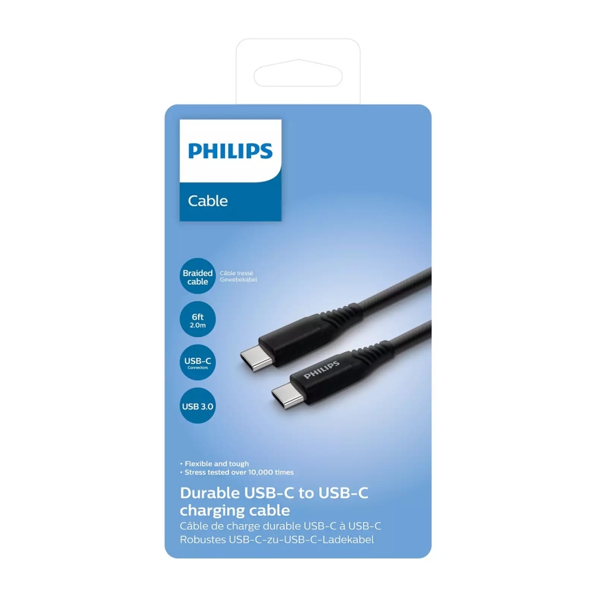 Philips DLC5206C/00 - USB-kaapeli USB-C 3.0 -liitin 2 m musta/harmaa
