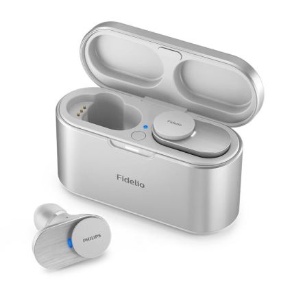 Philips Fidelio T1WT/00 - Langattomat kuulokkeet IPX4 2x 60 mAh + 650 mAh hopea