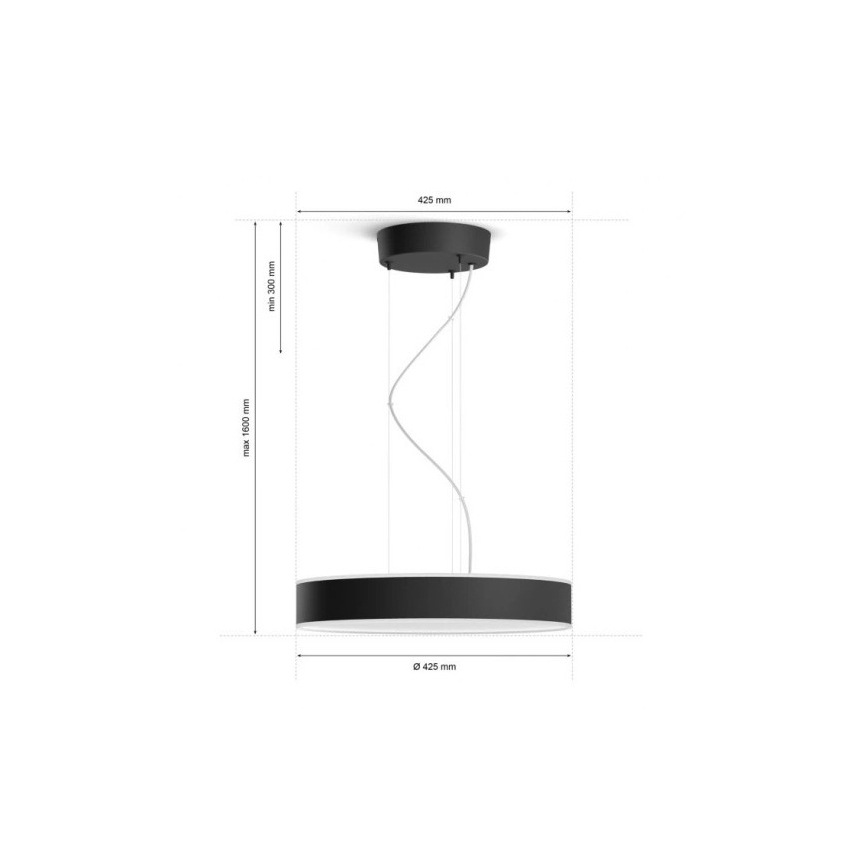 Philips - Himmennettävä LED-kattokruunu johdossa Hue LED/33,5W/230V 2200-6500K musta + kauko-ohjaus