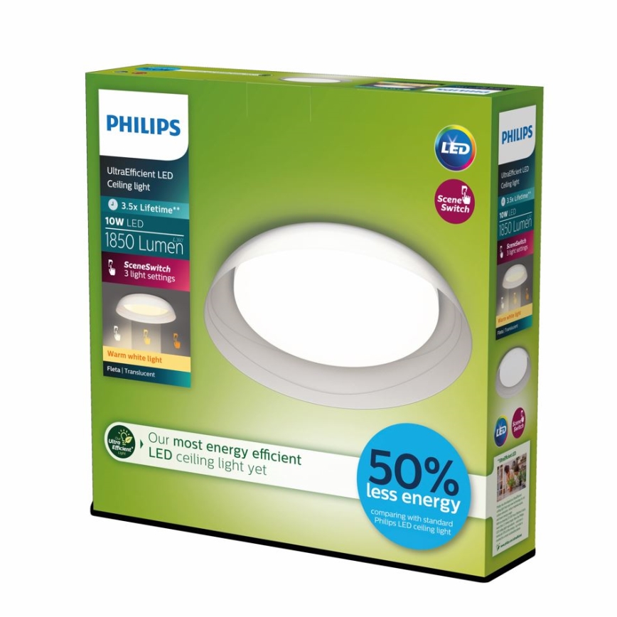 Philips - Himmennettävä LED-kattovalaisin FLETA SCENE SWITCH LED/10W/230V 2700K läpinäkyvä