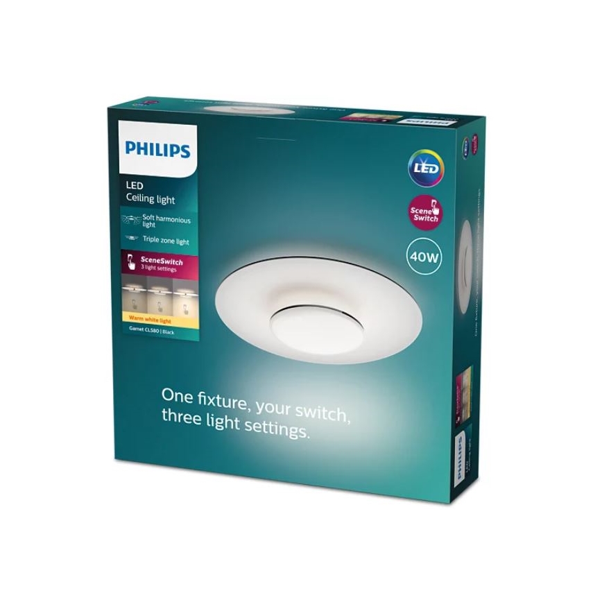 Philips- Himmennettävä LED-kattovalaisin SCENE SWITCH LED/40W/230V 2700K musta