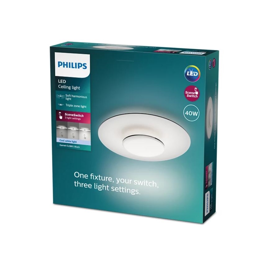 Philips- Himmennettävä LED-kattovalaisin SCENE SWITCH LED/40W/230V 4000K musta