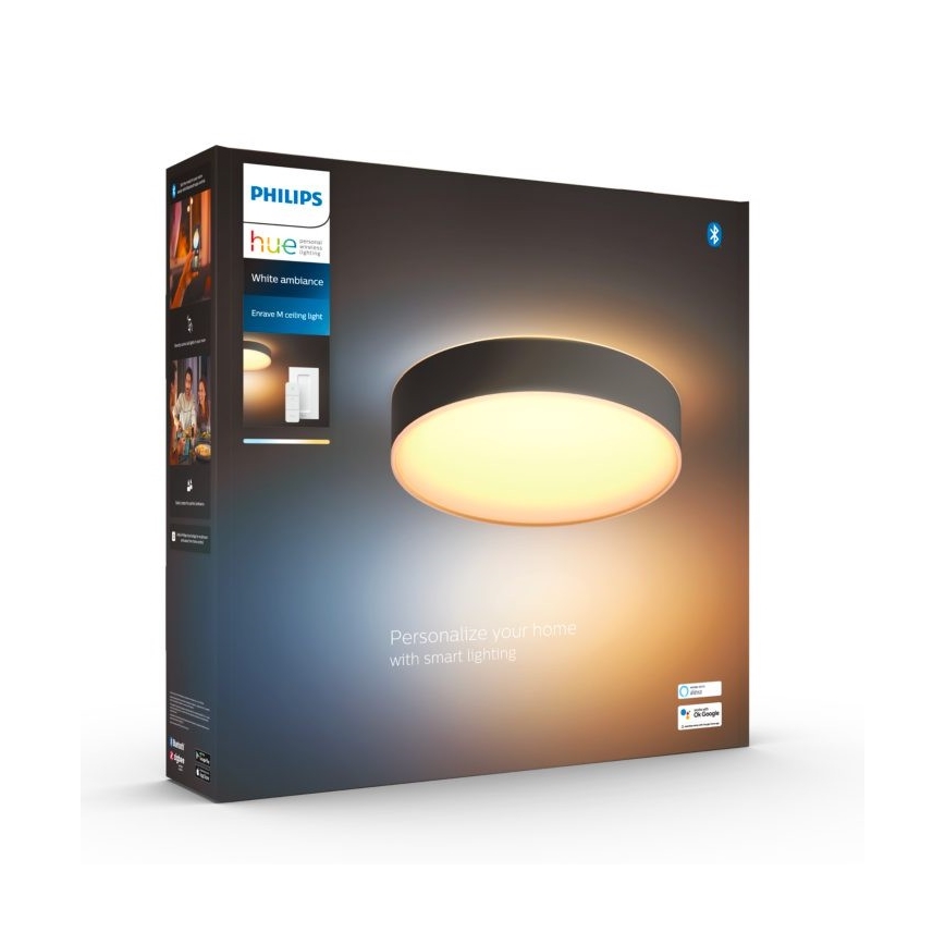 Philips - Himmennettävä LED-kattovalaisin Hue LED/19,2W/230V 2200-6500K halkaisija 381 mm musta + kauko-ohjaus