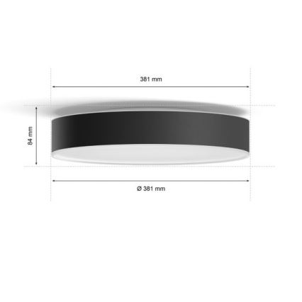 Philips - Himmennettävä LED-kattovalaisin Hue LED/19,2W/230V 2200-6500K halkaisija 381 mm musta + kauko-ohjaus