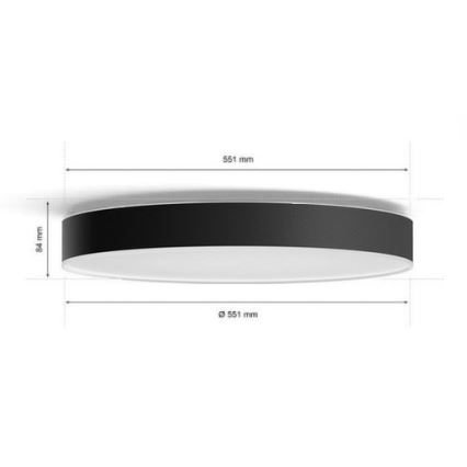 Philips - Himmennettävä LED-kattovalaisin Hue LED/48W/230V 2200-6500K halkaisija 551 mm musta + kauko-ohjaus