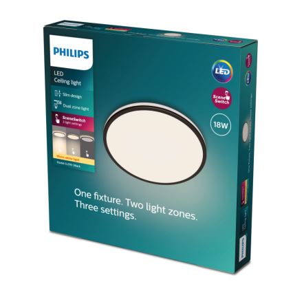Philips - Himmennettävä LED-kattovalaisin SCENE SWITCH LED/18W/230V halkaisija 30 cm 2700K musta