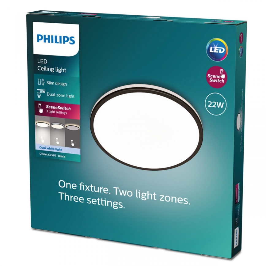 Philips - Himmennettävä LED-kattovalaisin SCENE SWITCH LED/22W/230V halkaisija 40 cm 4000K musta