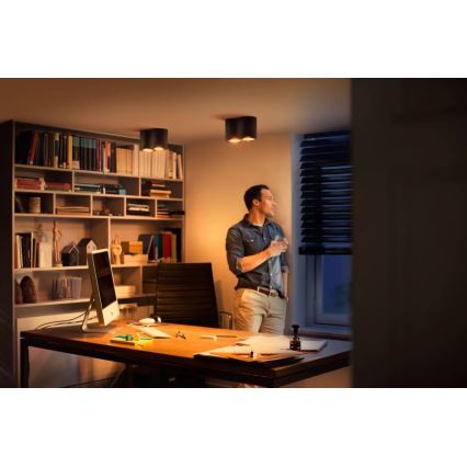 Philips - Himmennettävä LED-kohdevalo Hue PILLAR 2xGU10/4,2W/230V 2200-6500K + kauko-ohjaus musta