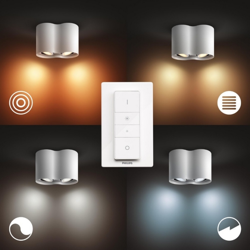 Philips - Himmennettävä LED-kohdevalo Hue PILLAR 2xGU10/5W/230V + Kauko-ohjain