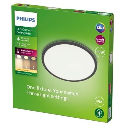 Philips - Himmennettävä LED-ulkovalo SUPERSLIM SCENE SWITCH LED/15W/230V IP54 musta