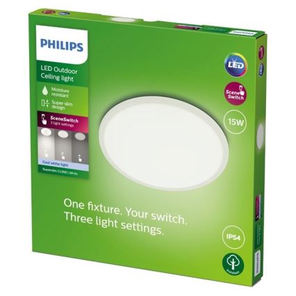 Philips - Himmennettävä LED-ulkovalo SUPERSLIM SCENE SWITCH LED/15W/230V IP54 valkoinen
