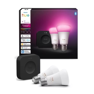 Philips Hue WHITE AND COLOR AMBIANCE -peruspaketti 2xE27/8,1W 1000-20000K + liitäntälaite