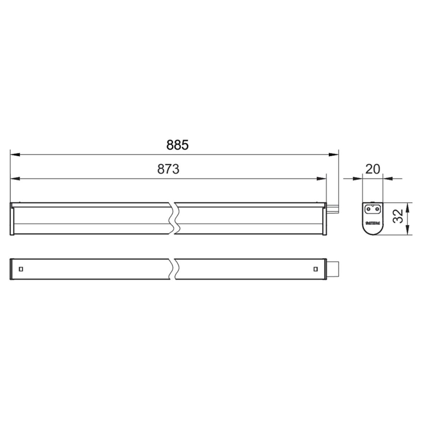 Philips - Keittiökaappien alla oleva LED-valo PROJECTLINE LED/9,6W/230V 3000/4000/6500K