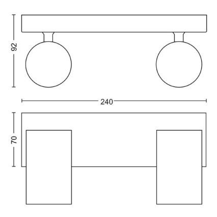 Philips - Kohdevalo KOSIPO 2xGU10/5,5W/230V valkoinen
