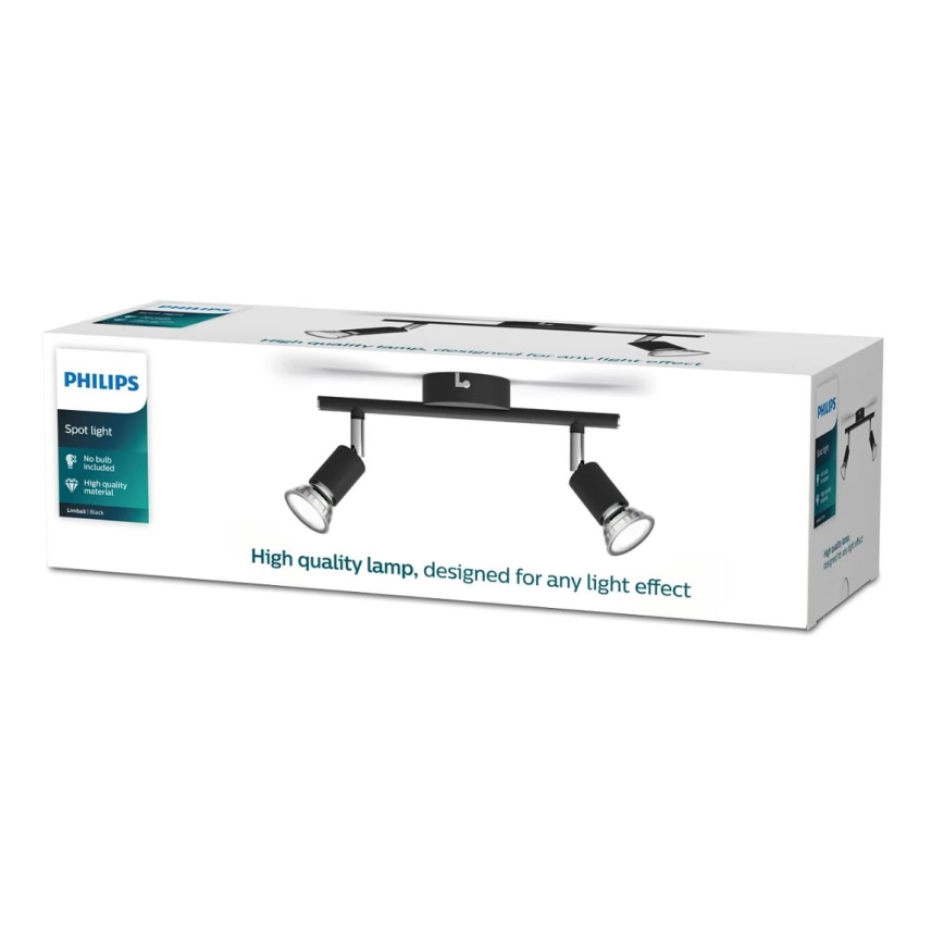 Philips - Kohdevalo 2xGU10/50W/230V musta