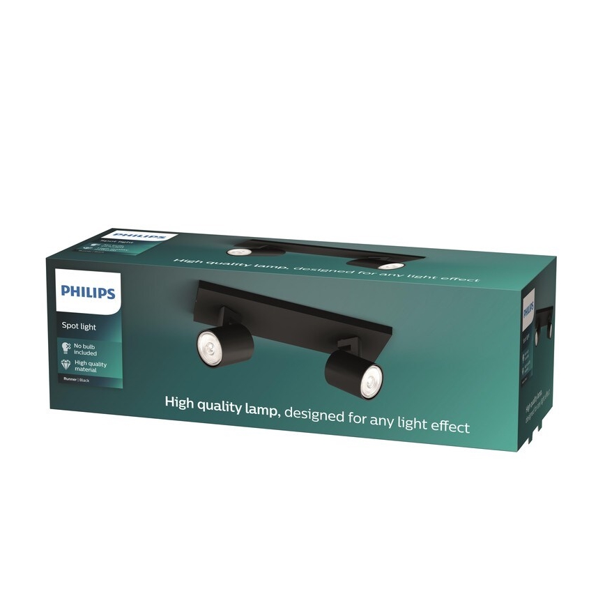Philips - Kohdevalo RUNNER 2xGU10/20W/230V musta