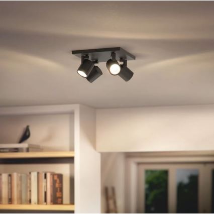 Philips - Kohdevalo 4xGU10/20W/230V musta