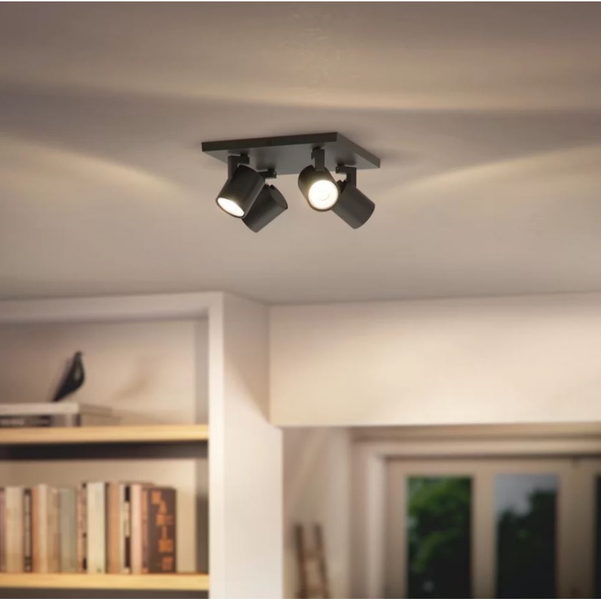 Philips - Kohdevalo 4xGU10/20W/230V musta