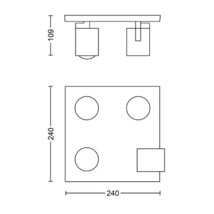Philips - Kohdevalo 4xGU10/20W/230V musta
