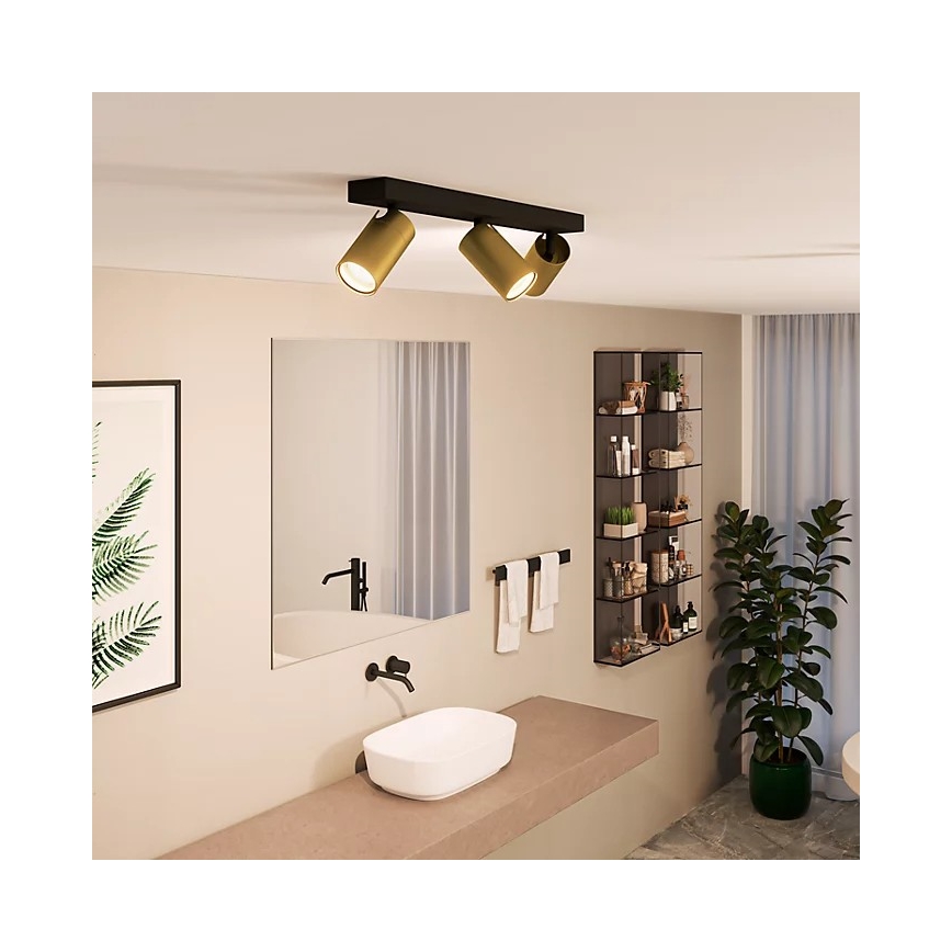 Philips - Kylpyhuoneen kohdevalo IDRIS 3xGU10/5W/230V IP44 musta/kulta