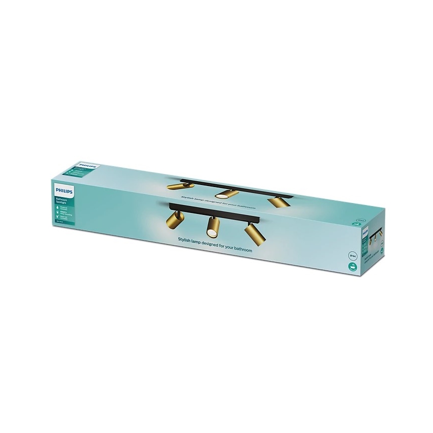 Philips - Kylpyhuoneen kohdevalo IDRIS 3xGU10/5W/230V IP44 musta/kulta