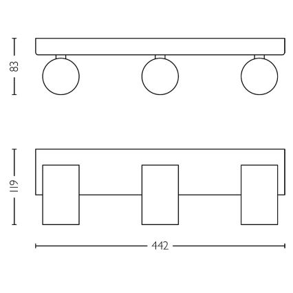 Philips - Kylpyhuoneen kohdevalo IDRIS 3xGU10/5W/230V IP44 musta/kulta