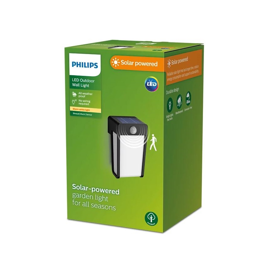 Philips - LED-aurinkokenno seinävalaisin anturilla SHROUD LED/2,3W/3,7V IP44