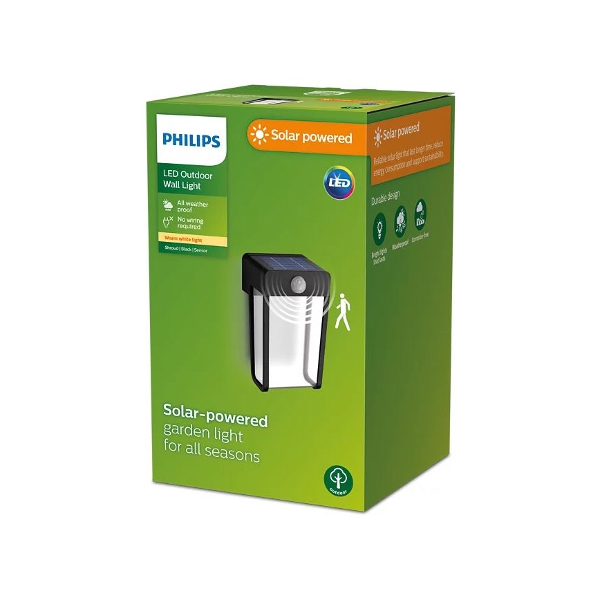 Philips - LED-aurinkokenno seinävalaisin anturilla SHROUD LED/2,3W/3,7V IP44