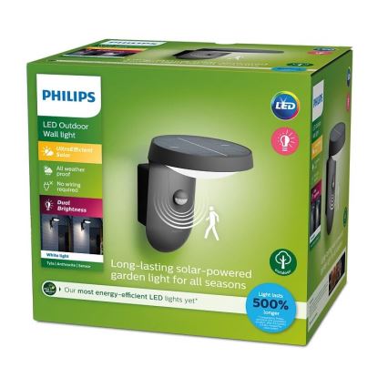 Philips - LED aurinkokenno seinävalaisin anturilla LED/1.2W/4V 3000K IP44
