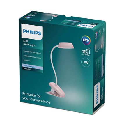 Philips - LED Himmennettävä lamppu pidikkeellä DONUTCLIP LED/3W/5V CRI 90 pinkki