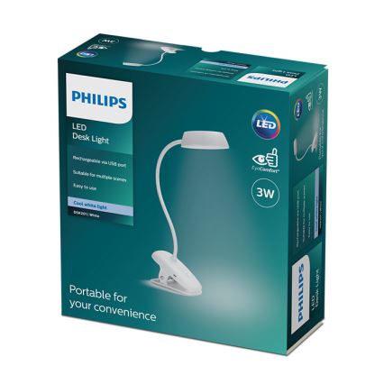 Philips - LED Himmennettävä lamppu pidikkeellä DONUTCLIP LED/3W/5V CRI 90 valkoinen
