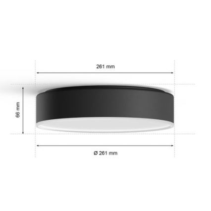 Philips - Himmennettävä LED-kattovalaisin Hue LED/9,6W/230V 2200-6500K halkaisija 261 mm musta + kauko-ohjaus