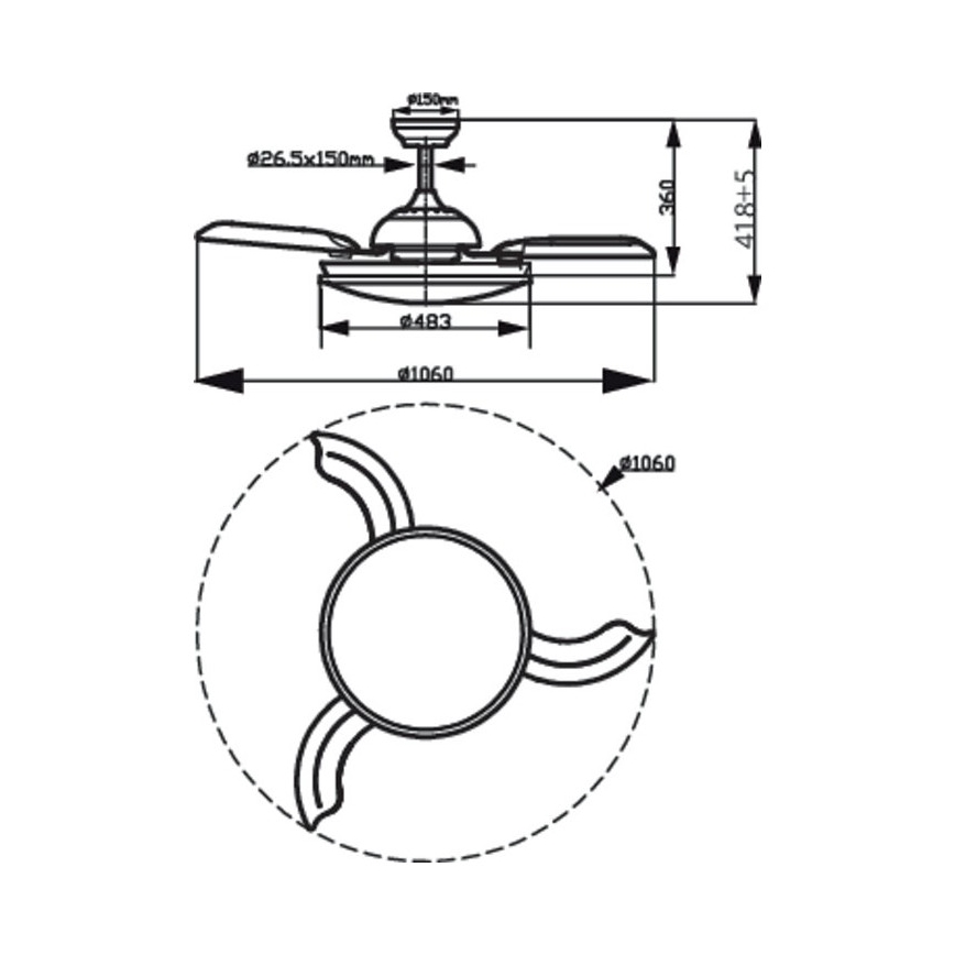 Philips - LED-kattotuuletin LED/35W/230V 5500/4000/2700K + kaukosäädin