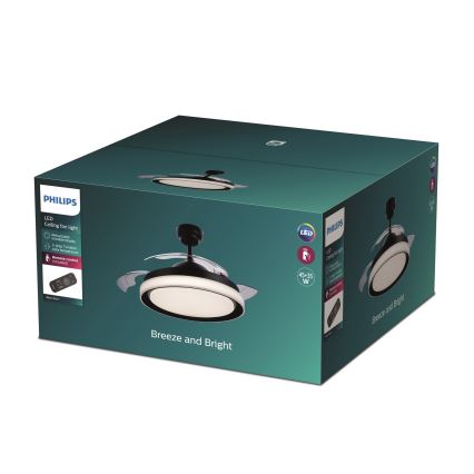 Philips - LED-kattotuuletin LED/35W/230V 5500/4000/2700K musta + kaukosäädin
