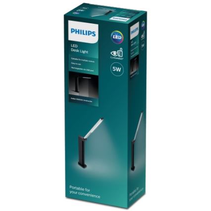 Philips - LED Kosketushimmennettävä pöytävalaisin AMBER LED/5W/5V musta
