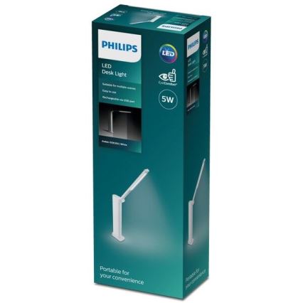 Philips - LED Kosketushimmennettävä pöytävalaisin AMBER LED/5W/5V valkoinen