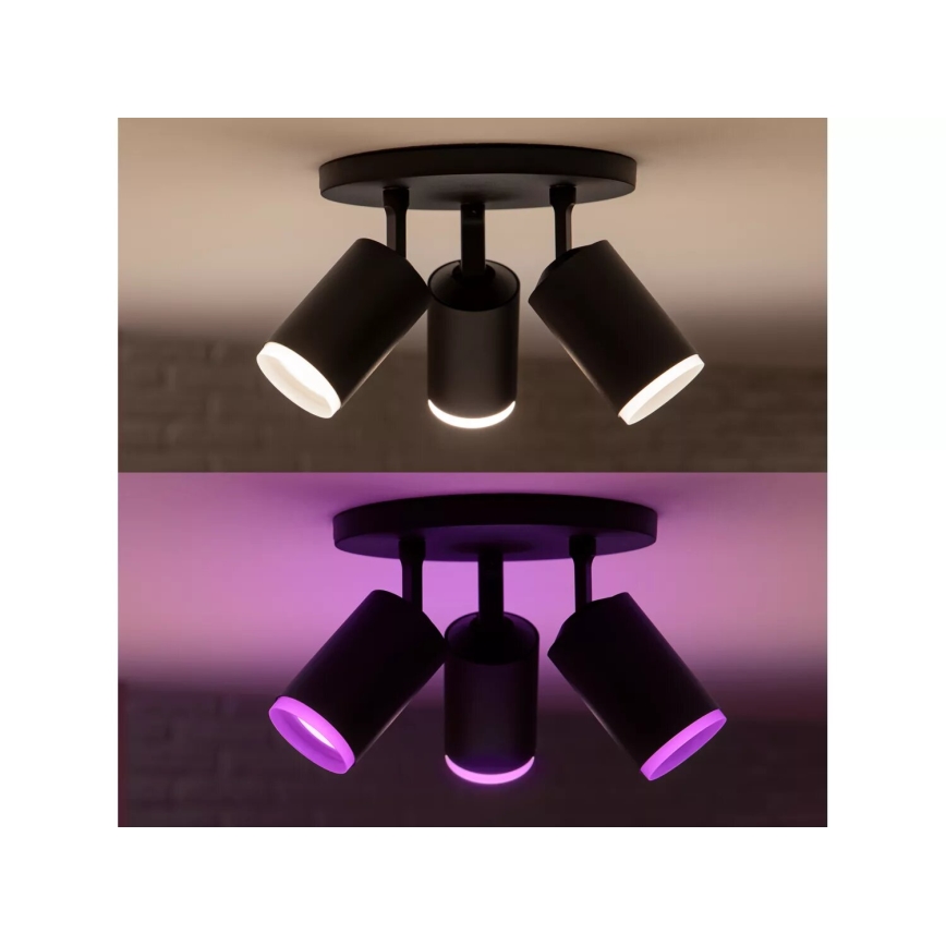 Philips - LED RGBW Himmennettävä kohdevalo Hue FUGATO 3xGU10/4,2W/230V 2000-6500K musta