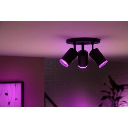 Philips - LED RGBW Himmennettävä kohdevalo Hue FUGATO 3xGU10/4,2W/230V 2000-6500K musta