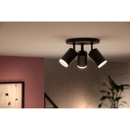 Philips - LED RGBW Himmennettävä kohdevalo Hue FUGATO 3xGU10/4,2W/230V 2000-6500K musta