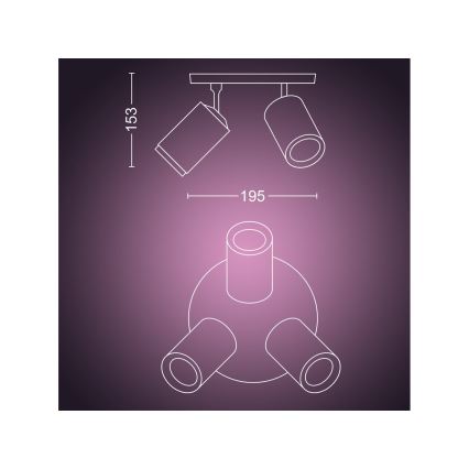 Philips - LED RGBW Himmennettävä kohdevalo Hue FUGATO 3xGU10/4,2W/230V 2000-6500K musta