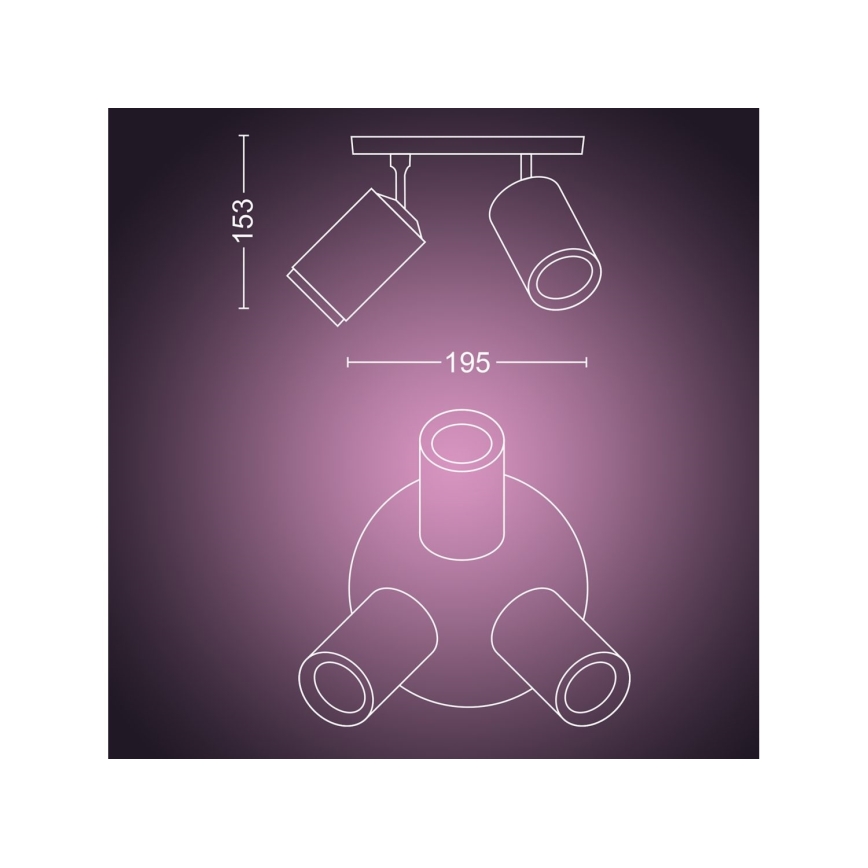 Philips - LED RGBW Himmennettävä kohdevalo Hue FUGATO 3xGU10/4,2W/230V 2000-6500K musta