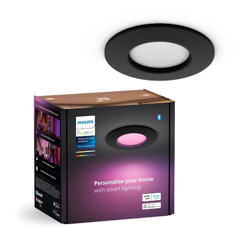 Philips - LED RGBW Himmennettävä kylpyhuoneen kattovalaisin Hue SLIM LED/8,3W/230V 2000-6500K IP44 musta
